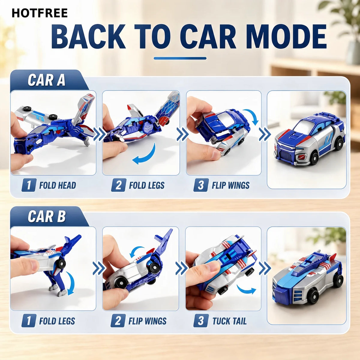 Magnetic Dinosaur Transformer Car Toy, 2-in-1 Transforming Cars for Kids, STEM Birthday Gift