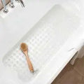 Shower Floor Mat 40x16 Inch,Non Slip Bath Mat With Firm Suction Cups,Extra Large Machine Washable Bathtub Rug,Drain Holes Keep Tub Clean,Waterproof Mold Resistant Rubber PVC Mat,Blue Black Transparent Light Gray,Home Essentia