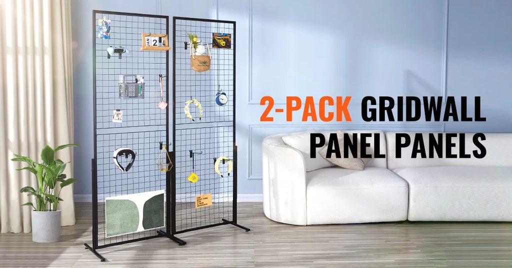 Double-Sided Gridwall Display Tower, Wire Grid Panels for Craft Shows and Retail