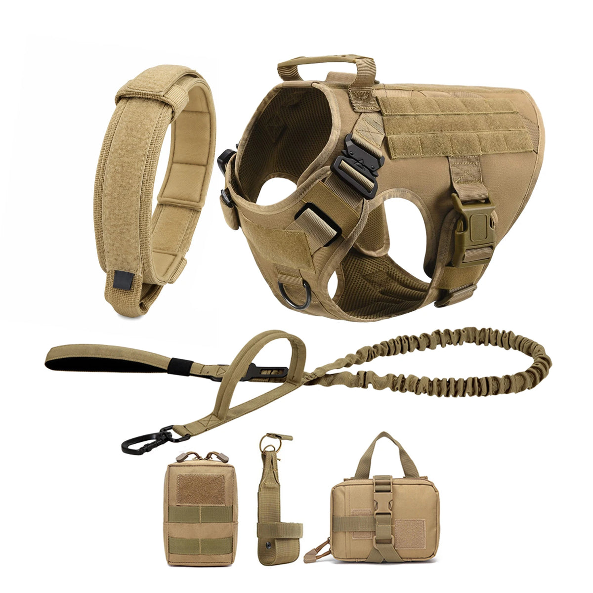 Tactical Dog Harness with MOLLE Pouches, No-Pull Training Vest for Medium and Large Dogs