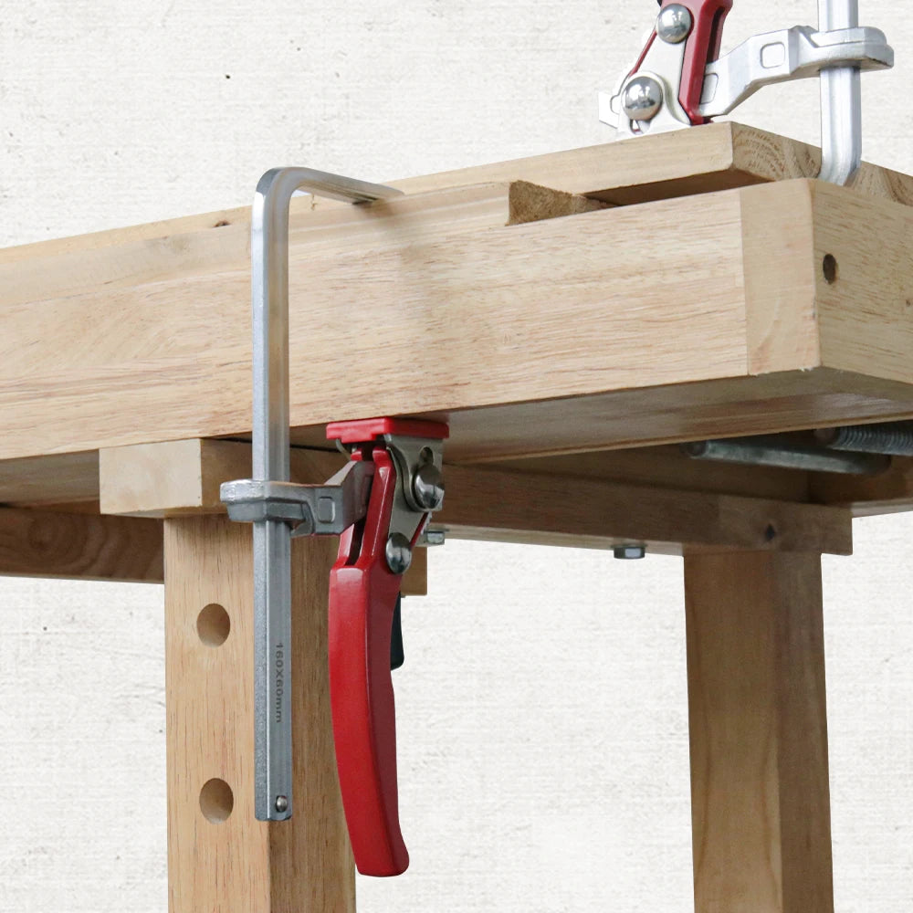 2pcs Ratcheting Table Clamps, Quick Release Track Saw Clamps, Guide Rail Clamp for MFT Table and Guide Rail System