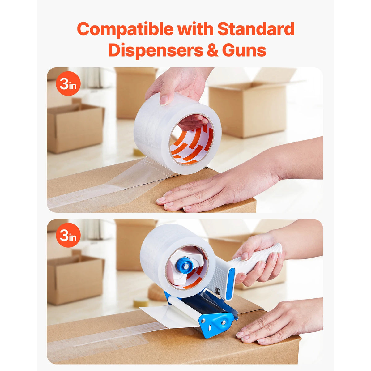 SucceBuy 6/24 Rolls 7.6CM 70M High Viscosity Clear Adhesive Tape Transparent Packaging Tape for Office Wrapping Express Packing