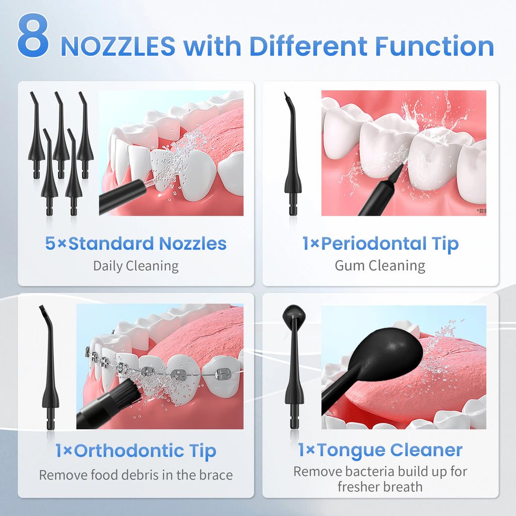 Portable Cordless Water Flosser, 5-Mode Oral Irrigator with 230ml Tank and 5 Jet Tips