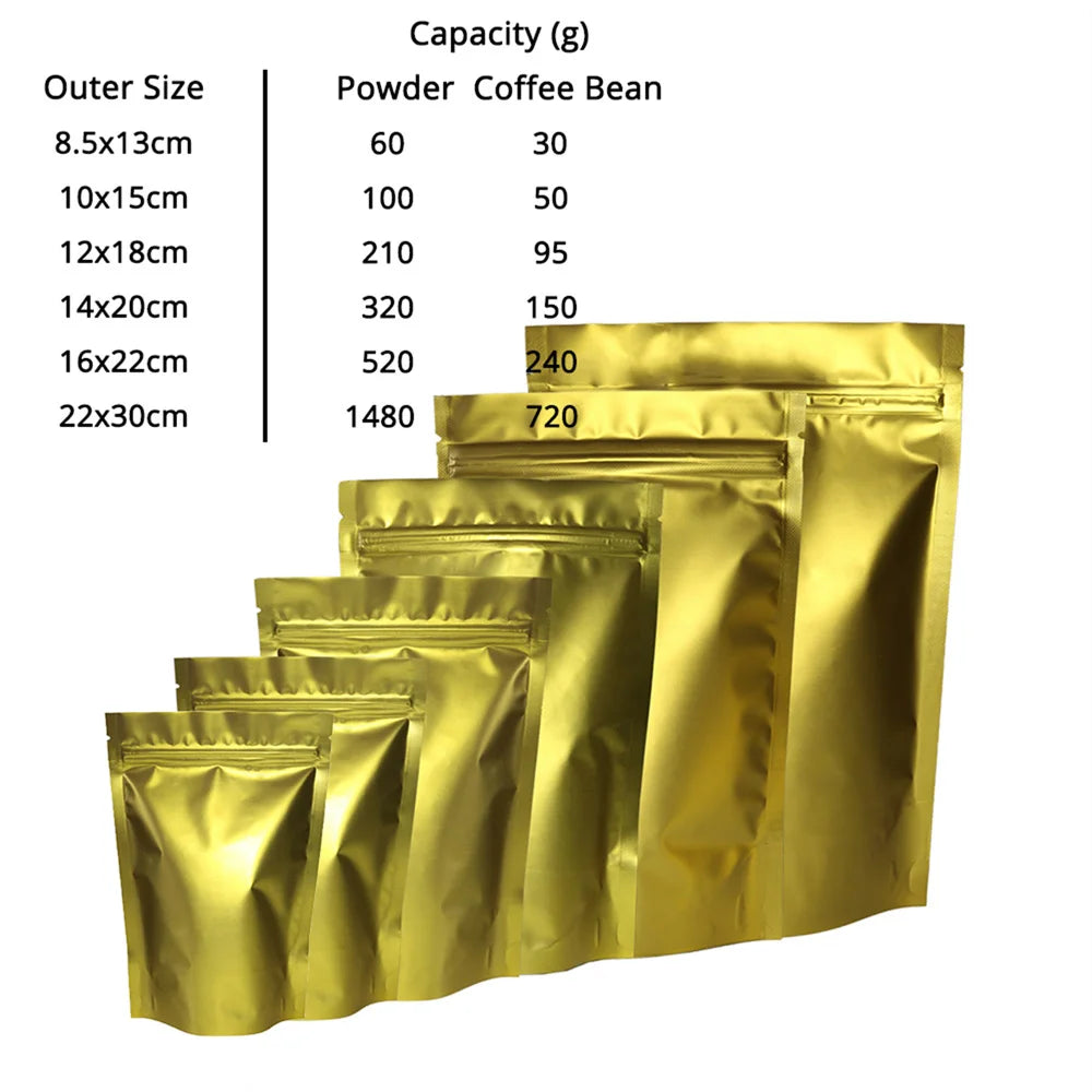 100pcs Premium Matte Black Stand Up Mylar Bags, Aluminum Foil Lined Smell Proof Ziplock Pouches - Best for Coffee & Food Storage