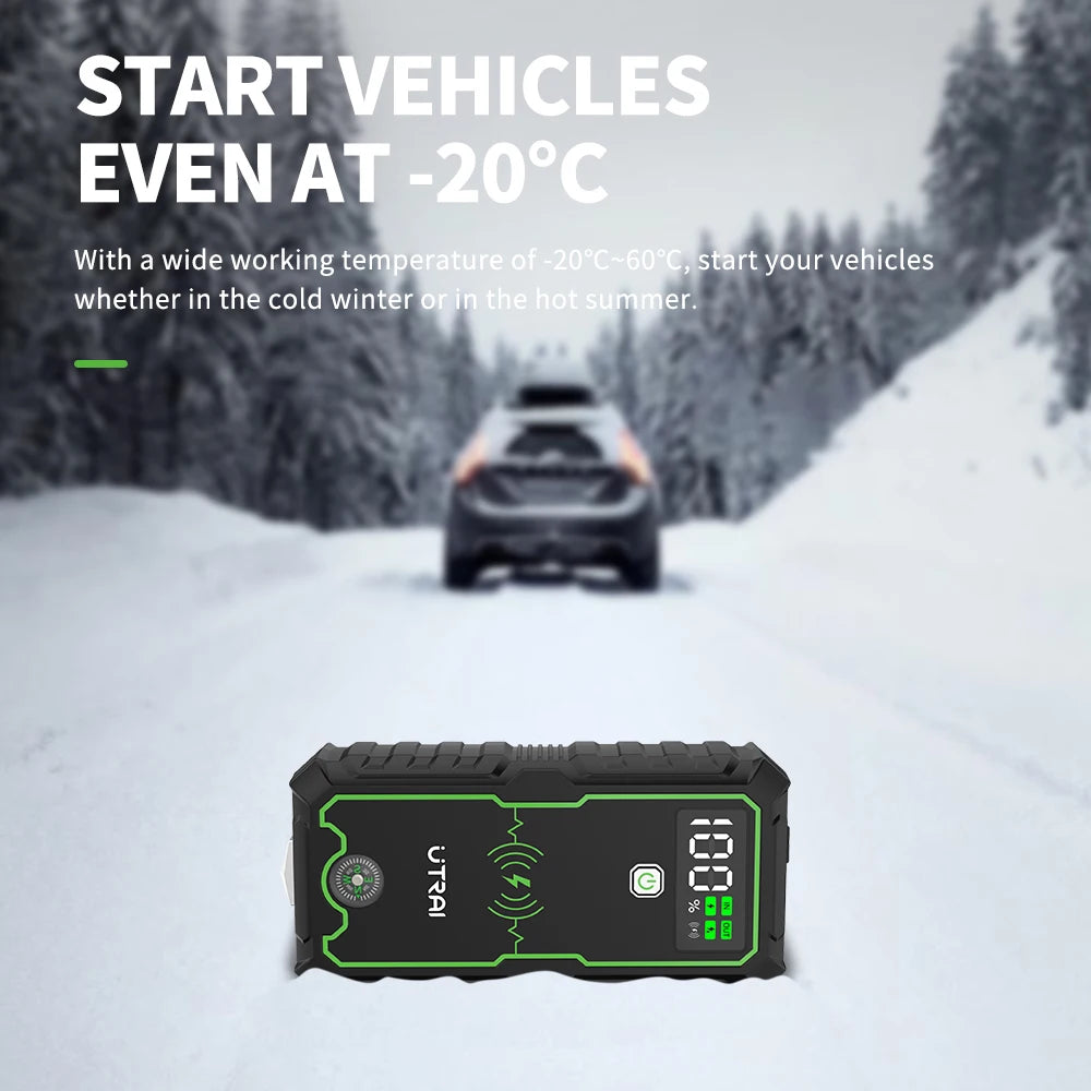 UTRAI Car Jump Starter 4000A Car Battery Starters 16000mAh Portable Power Bank 10W Wireless Charging Propulsion Booster For Car