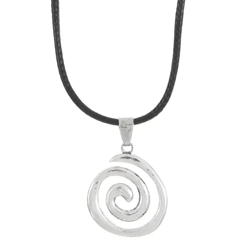 Vintage Spiral Vortex Pendant Necklace Hand-woven Leather Rope Necklace for Women Boho Goth Necklace Fashion 2026 Y2K Jewelry