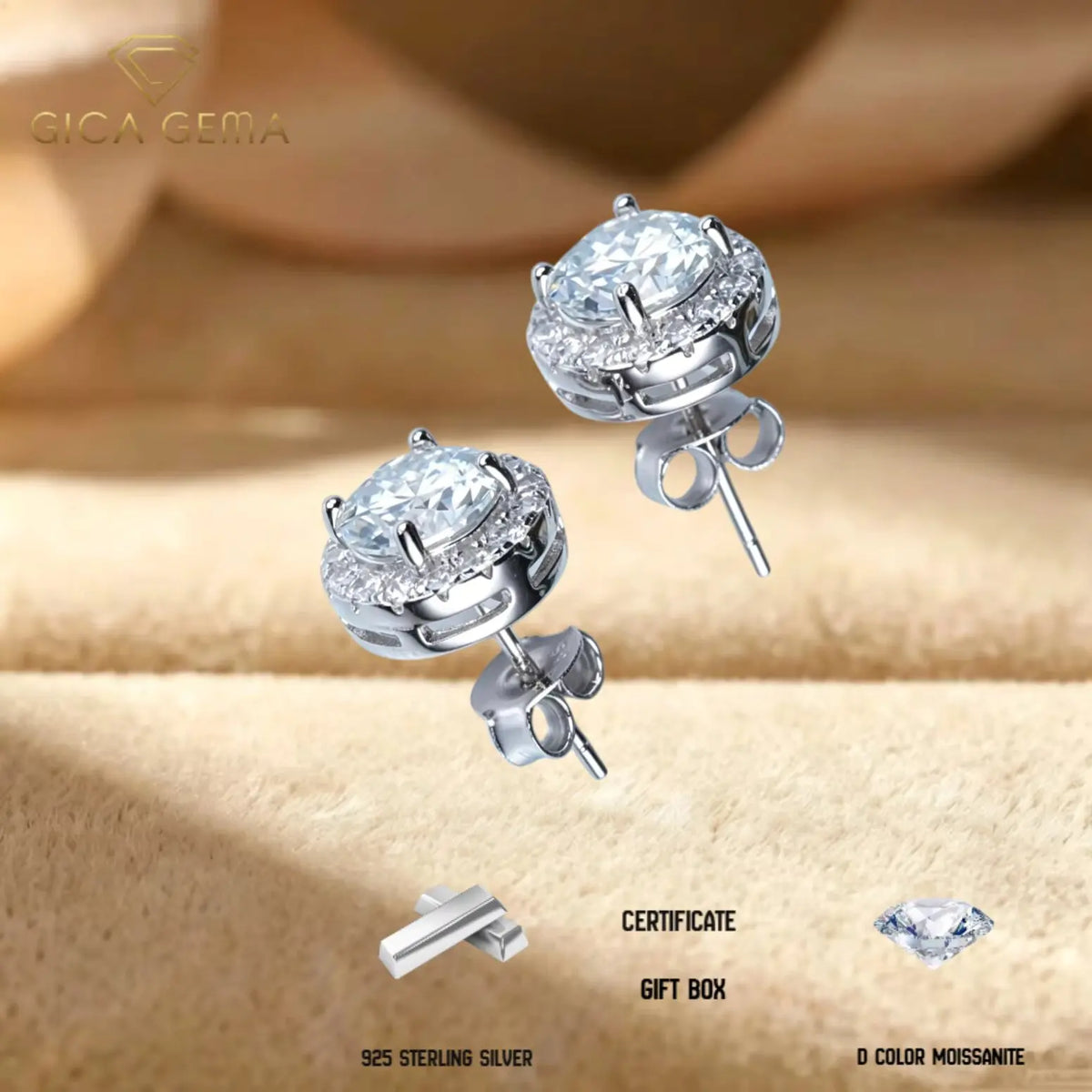 1CT*2 D VVS1 Multi-color Moissanite S925 Earrings Exquisite Jewelry for Women to Shine at Weddings and Parties GIFT Retro