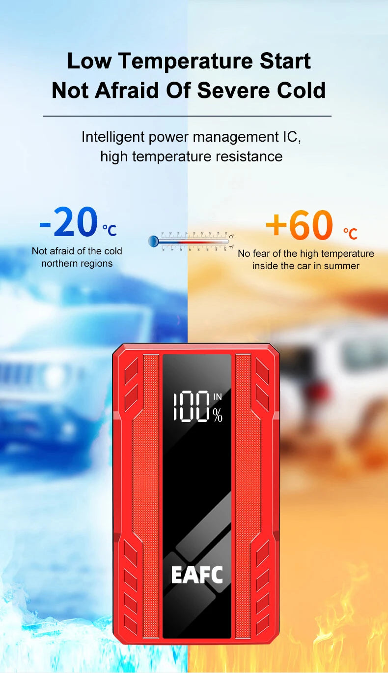 EAFC Power Bank 1000A/1200A/2000A Jump Starter Portable Charger Car Booster 12V Auto Starting Device Emergency Battery Starter