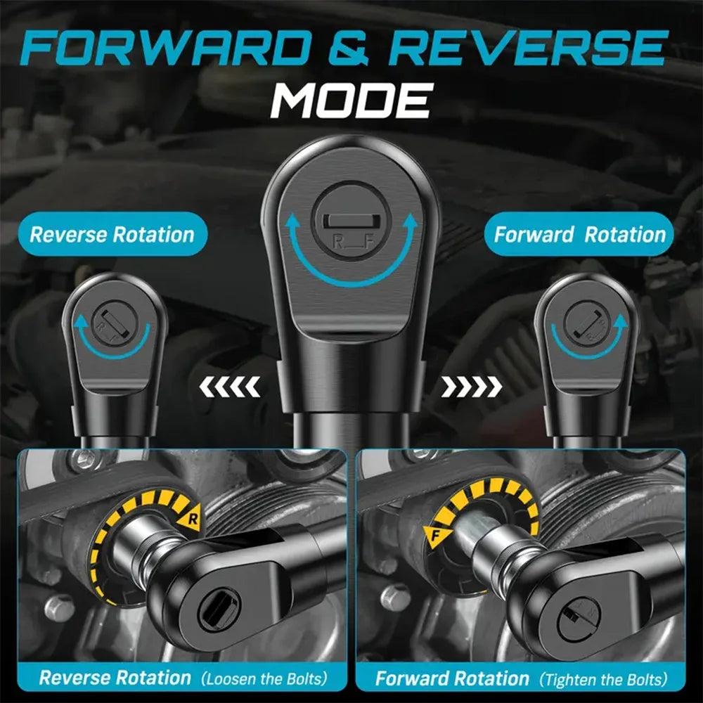 3/8" 21V 6.3'' Extended Electric Ratchet Wrench Cordless Electric Wrench Rechargeable Angle Wrench Car Repair Tools Compatible with Makita 18v Battery