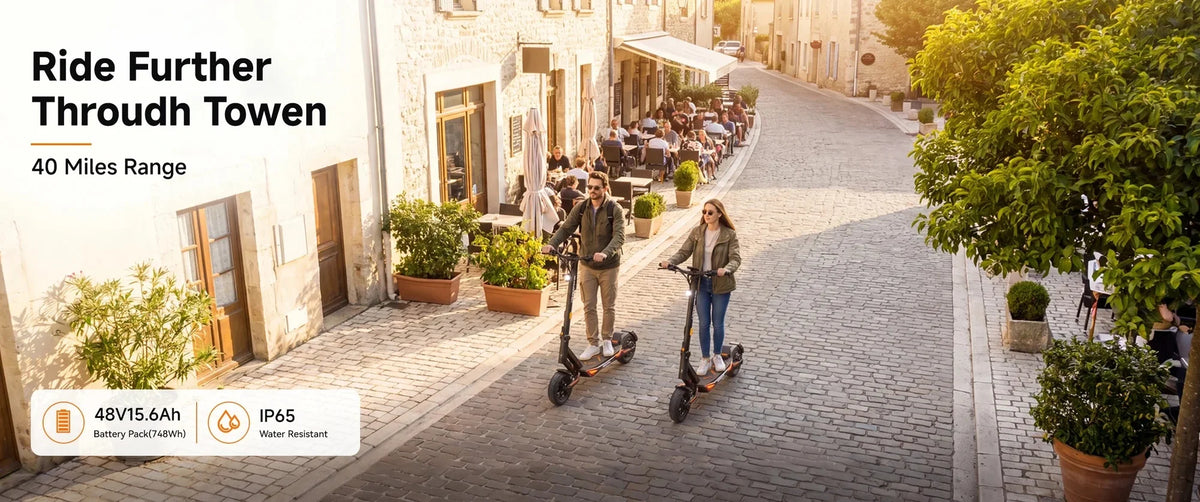 ONECNA T3 1000W Motor Electric Scooter for Adults, 30mph Top Speed, 40Miles Long Range, Lightweight Foldable Frame, Dual Suspension, 10 Inch Fat Tires E-Scooter