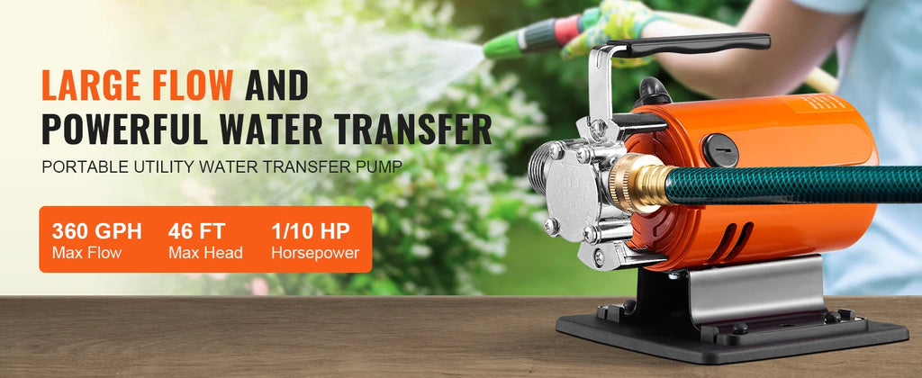 SucceBuy Water Transfer Pump 120V 360GPH 1/10 HP, Portable Utility Pump