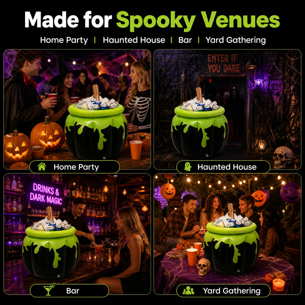 Halloween Inflatable Witch Cauldron Drink Cooler, Party Ice Bucket