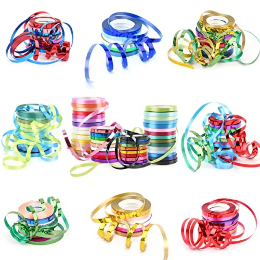 48 Rolls Curling Balloon String Roll Ribbons 48 Colors 5mm 11 Yards Gift Wrapping Ribbons for Art Crafts Bows Wedding Party Flo