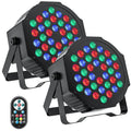 2-Pack RGB LED Par Lights 36 LED, DMX Flat Stage Lights for DJ and Parties