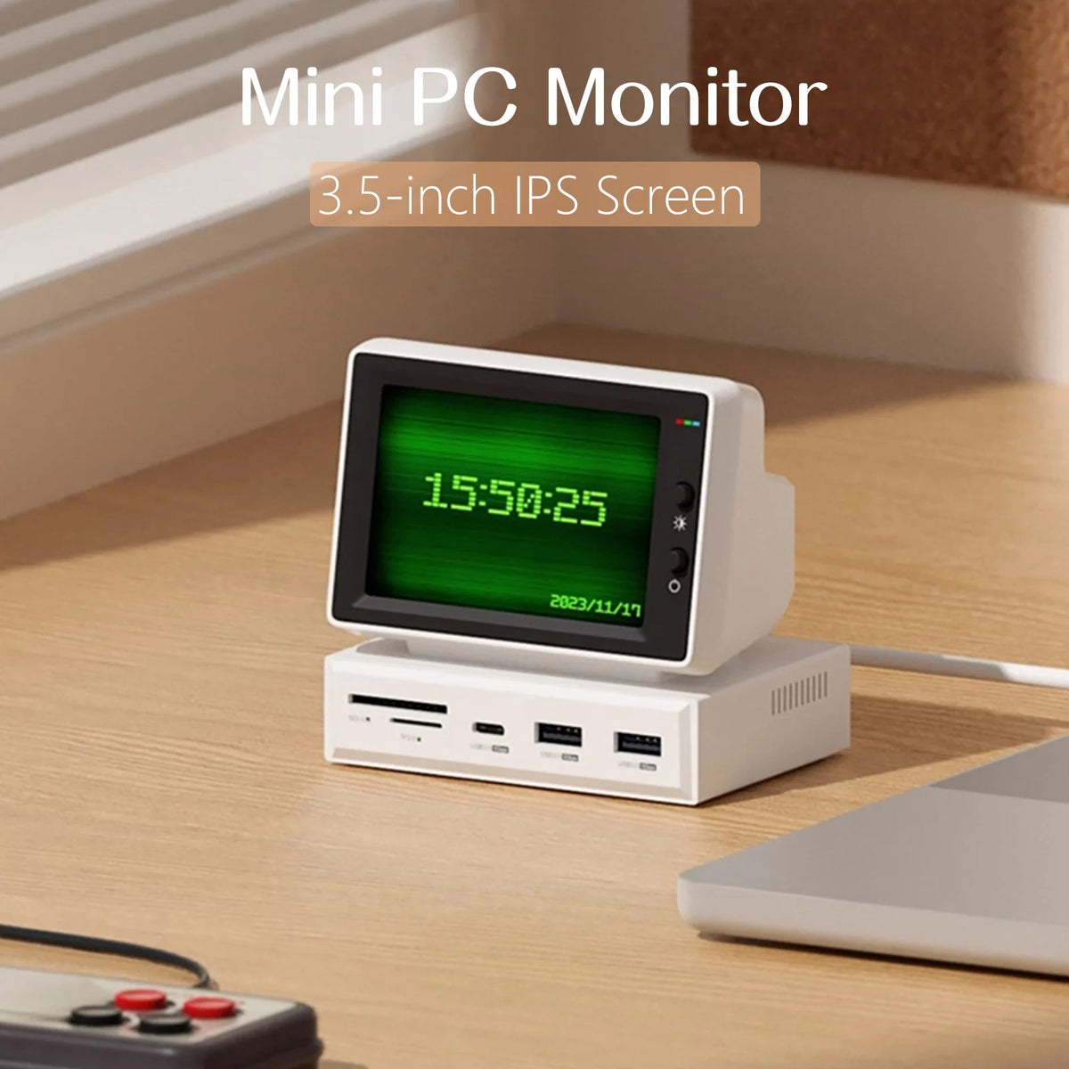 3.5" PC Monitor Sub-Screen with USB-C Hub