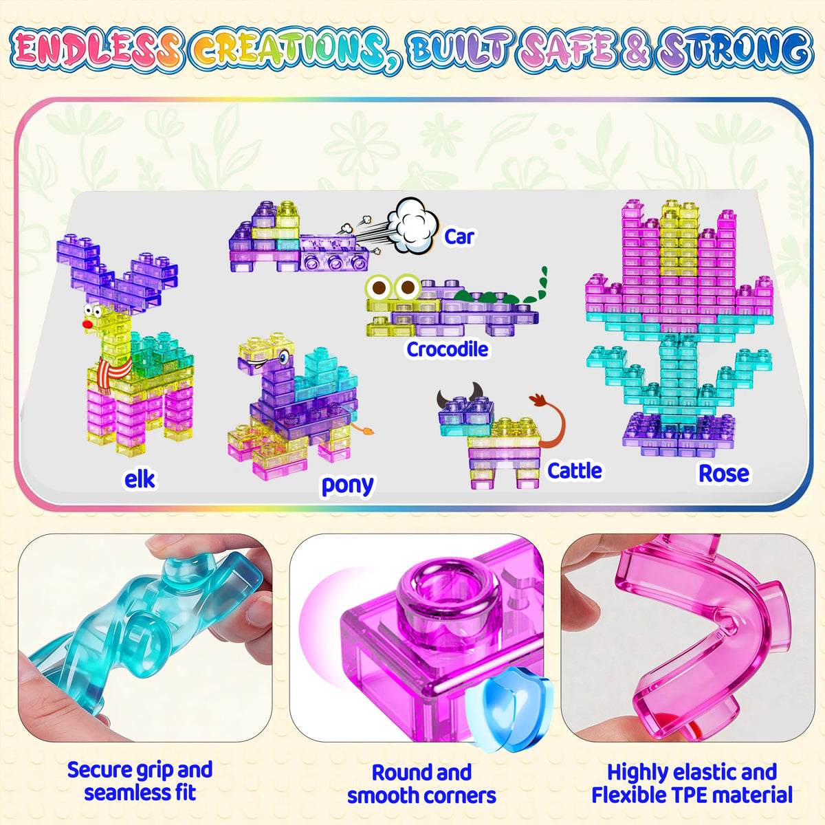 40 PCS Sensory Soft Building Blocks for Toddlers, Kids Montessori Squishy Jelly Blocks Stacking Toy Set