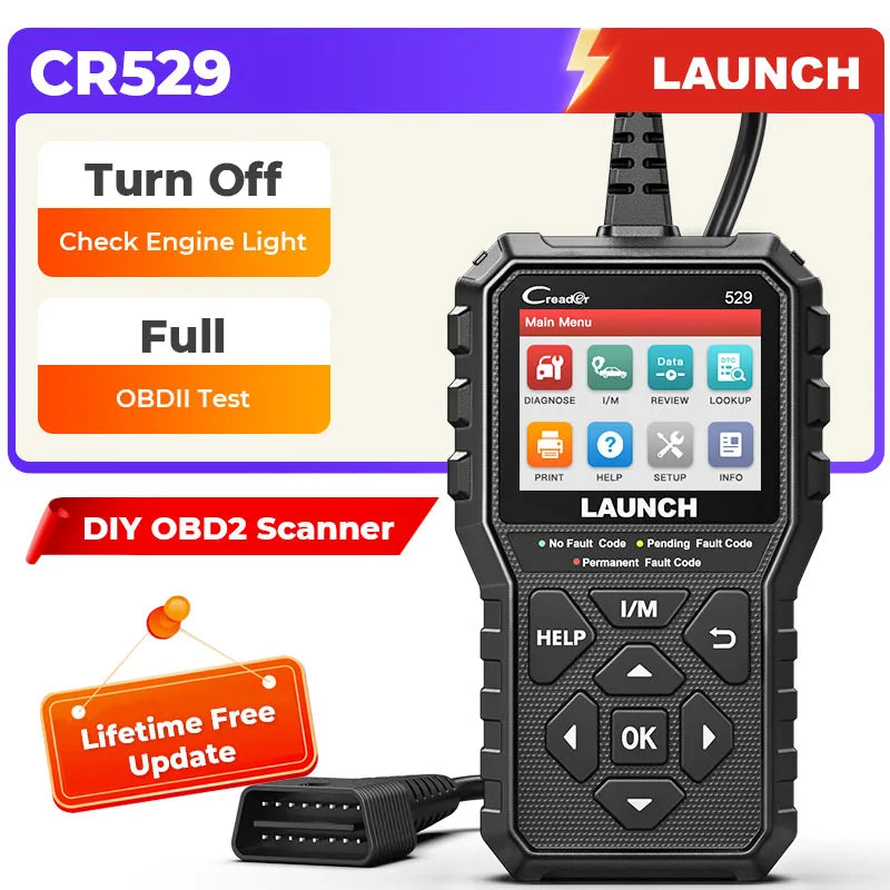 LAUNCH CReader529 CR529 OBD2 Scanner Automotive Diagnostic Tool Car OBDII Code Reader Fault Code Read Scan DIY Code Reader Creader 529