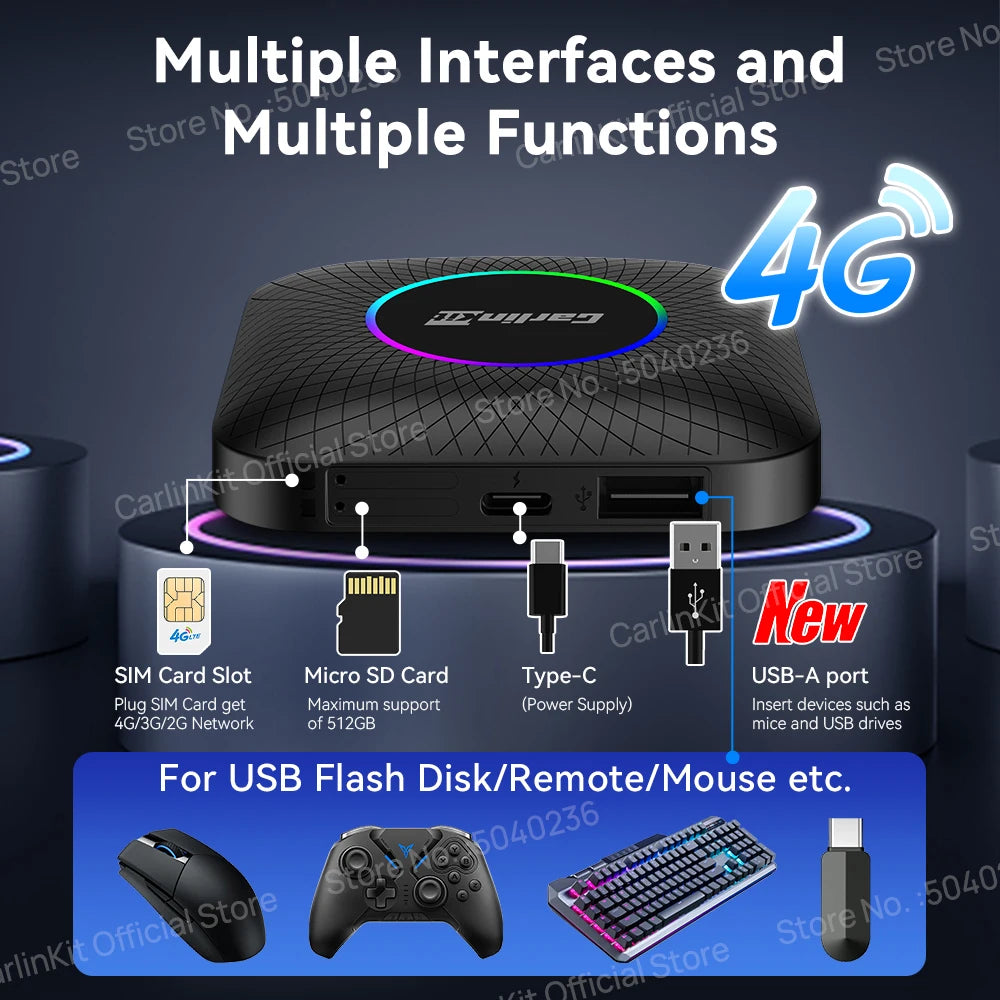 CarlinKit 128GB LED Wireless CarPlay AI Box