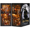 Book Nook Kit Dark Family DIY Wooden Puzzle Gothic Style Halloween Bookshelf Dollhouse Model Bookend Building Home Decoration