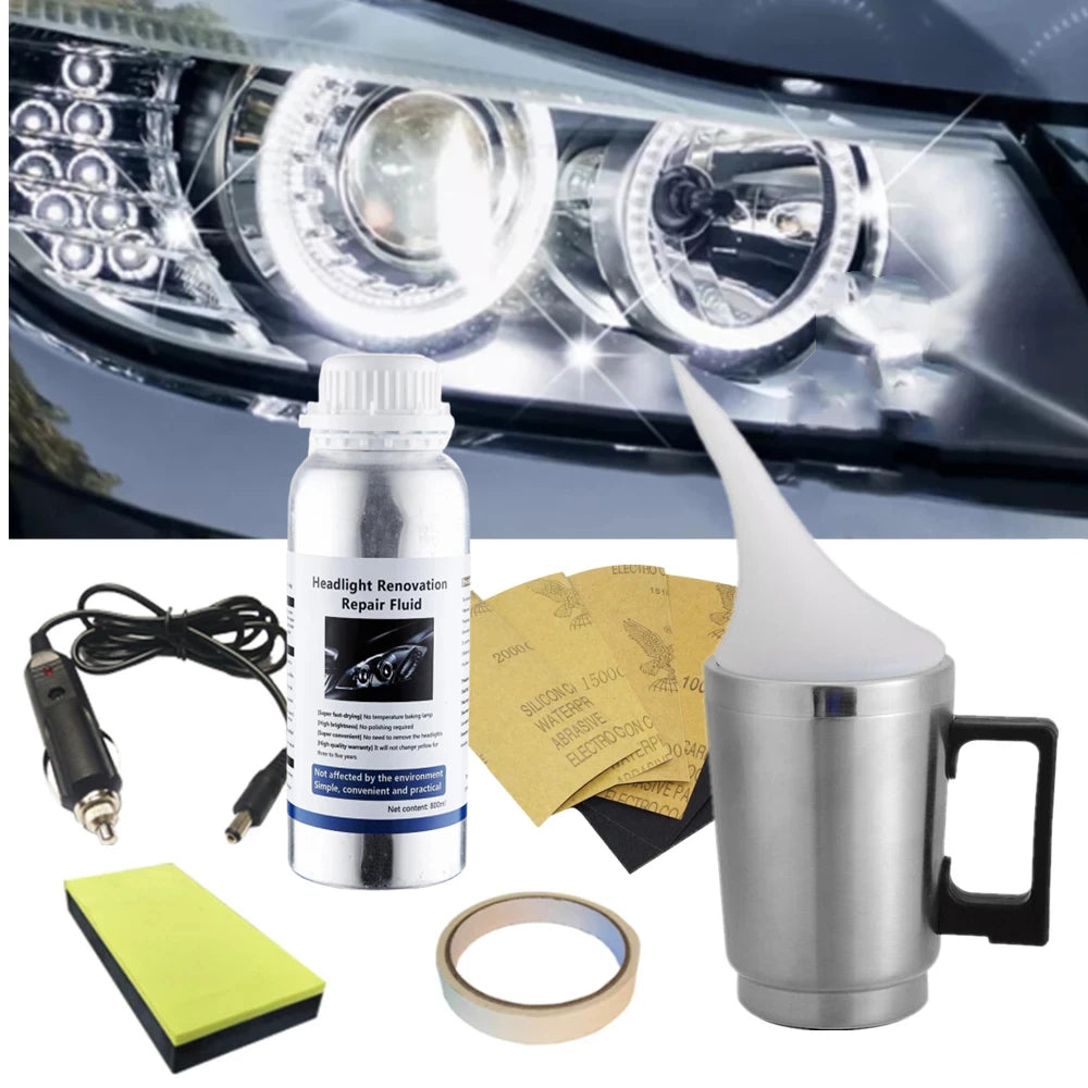 Car Headlight Restoration Polish Kit, 300ml