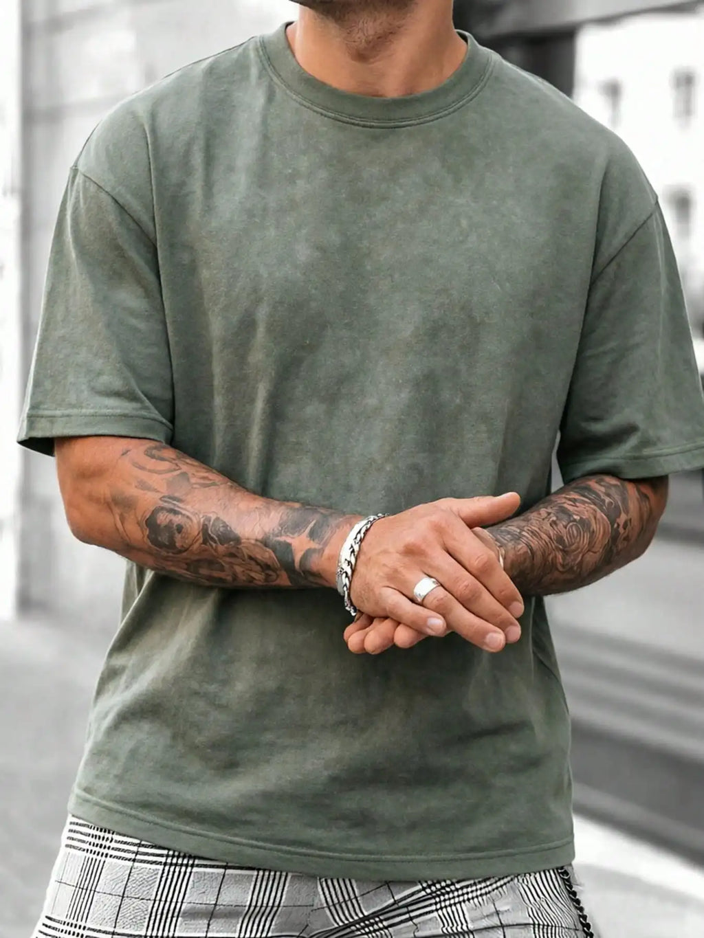 Washed Cotton Oversized Crew Neck T-Shirt