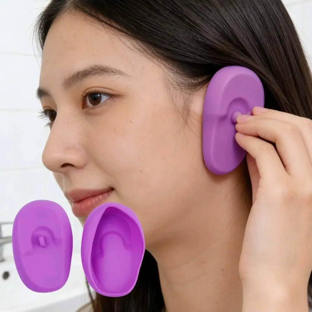 2-Pack Silicone Ear Covers for Hair Dye and Shower, Waterproof Ear Protectors