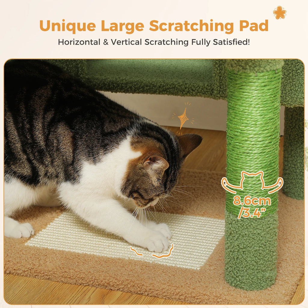 Multi-Level Cat Tree Tower with Scratching Posts&Board, Hammock, Cat Condo, Spacious Top Perch,Dangling Balls for Indoor Cats