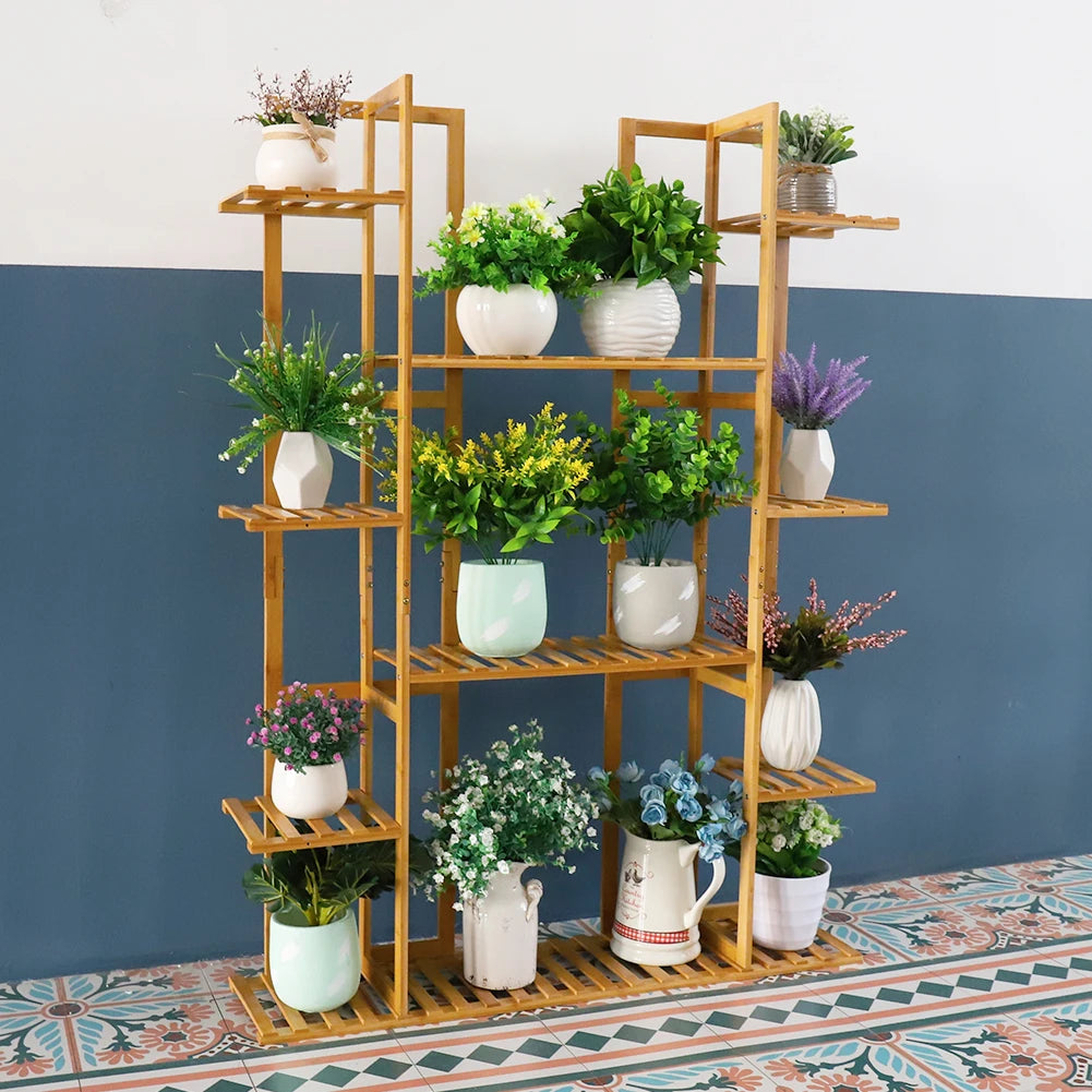 Extra Large 9-Tier Bamboo Plant Stand for Indoor Plants
