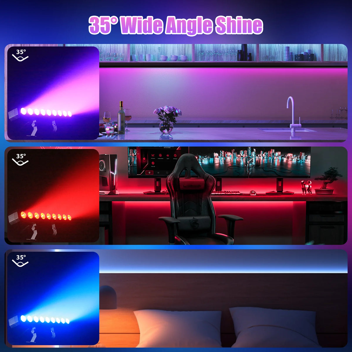 U'King 60W Wall Wash Light Bar 9LEDs RGBW Stage Lights Bar DMX DJ Lights For Church Events Wedding DJ Disco Party Bar Show