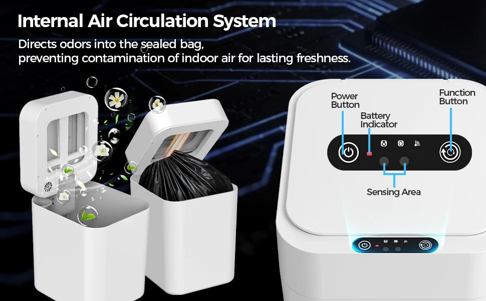 20L/30L Automatic Self Changing Trash Can Self Sealing Self Bagging Motion Sensor Touchless Smart Garbage Can with Lid for Kitchen Bathroom Bedroom