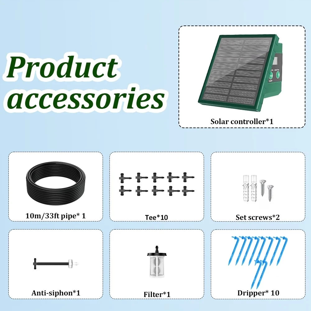 Solar Automatic Drip Irrigation System for Garden Plants