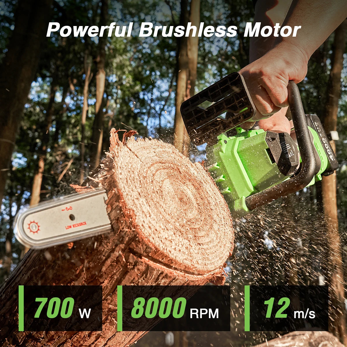 12 Inch Brushless Electric Chainsaw Cordless Electric Saw with Auto Oiler & Security Lock