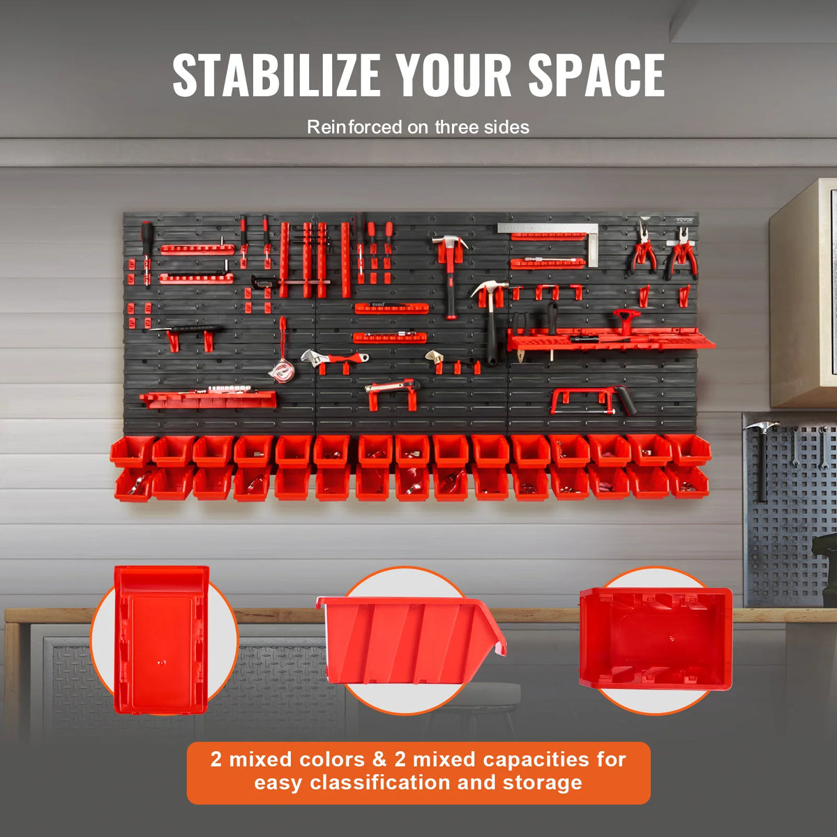 SucceBuy Wall-Mounted Parts Storage Bin Rack