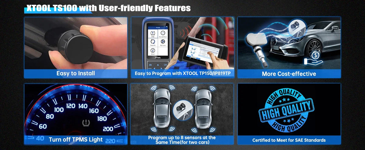 XTOOL TS100 PRO Sensor TPMS Sensor Tire Repair Tools TPMS Pressure Monitor Tester Automotive Tire Pressure Programming Sensors