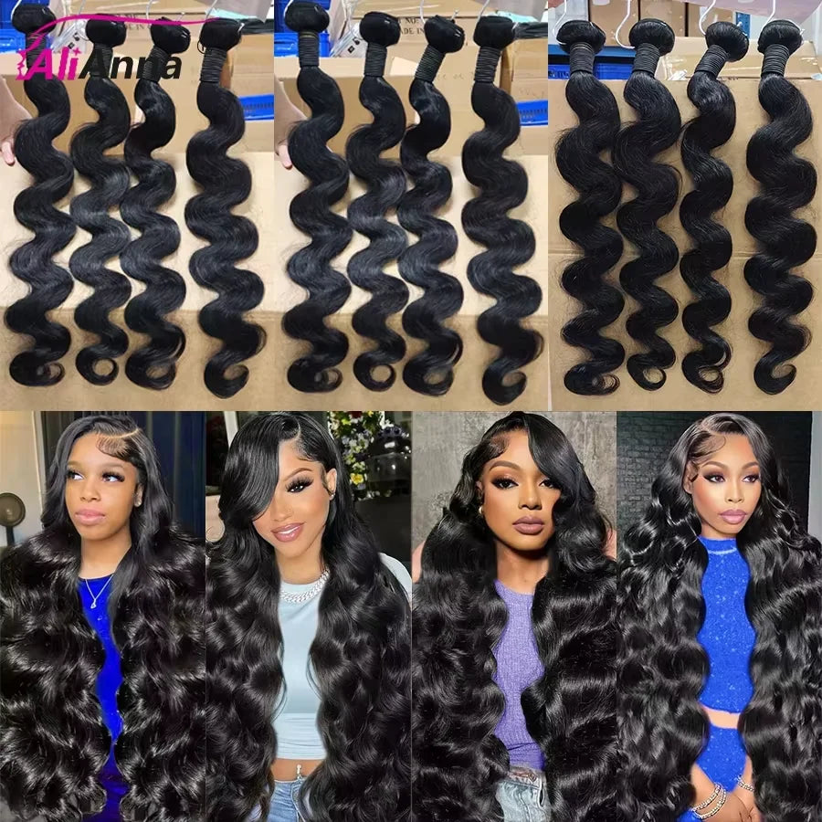 Body Wave Human Hair Bundles with 4x4 Closure