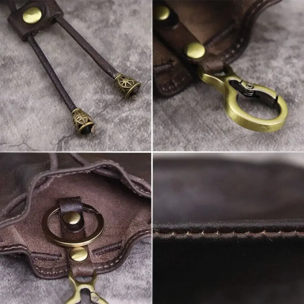 Vintage Leather Zip Coin Purse Card Holder Mini Wallet Key Organizer Travel Pouch for Gifts Daily Carry