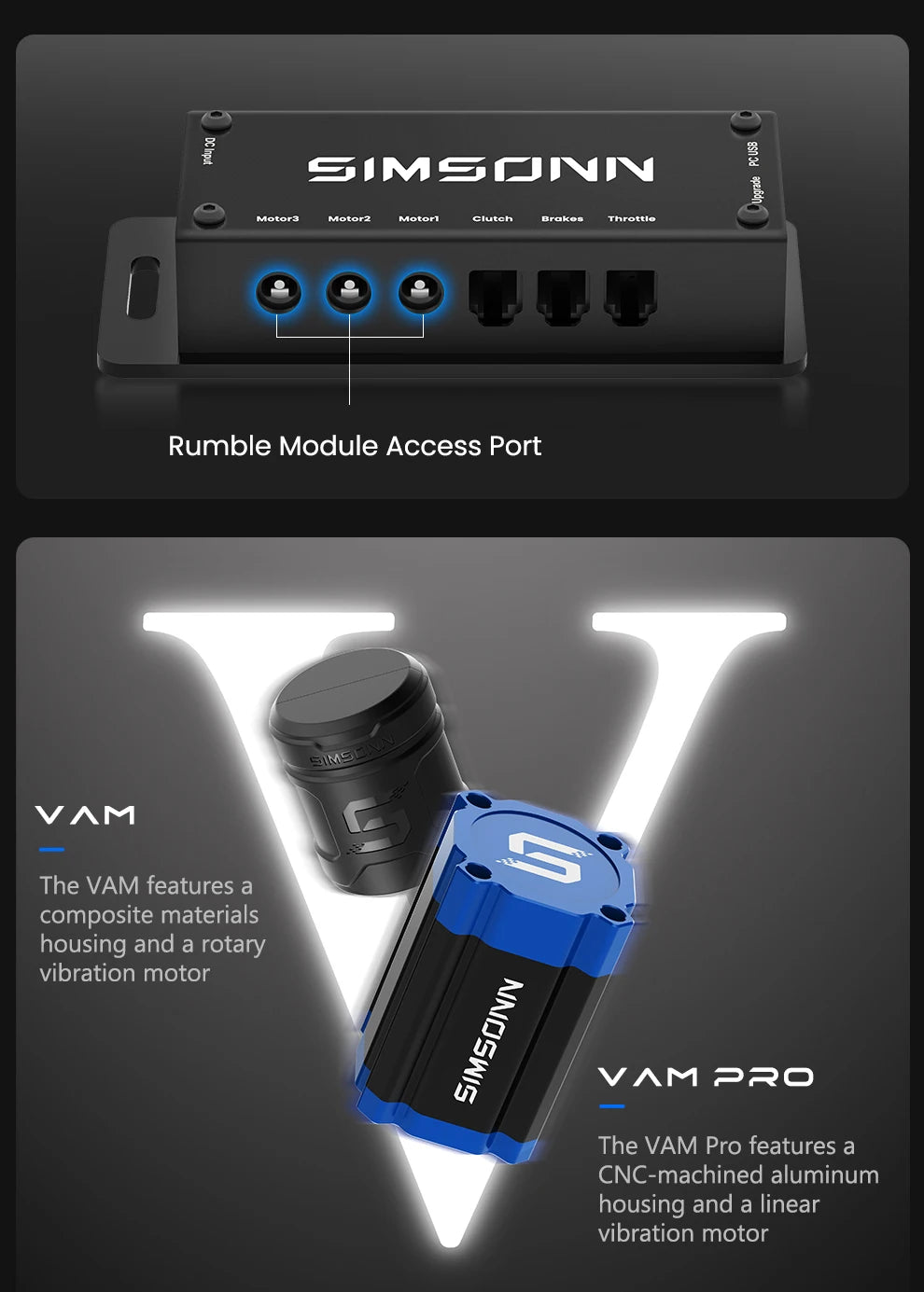 SIMSONN Plus X Sim Racing Simulator Pedal PC Simracing Pedals Support VAM and VAM RPO Vibration Motor Driving Game Accessories