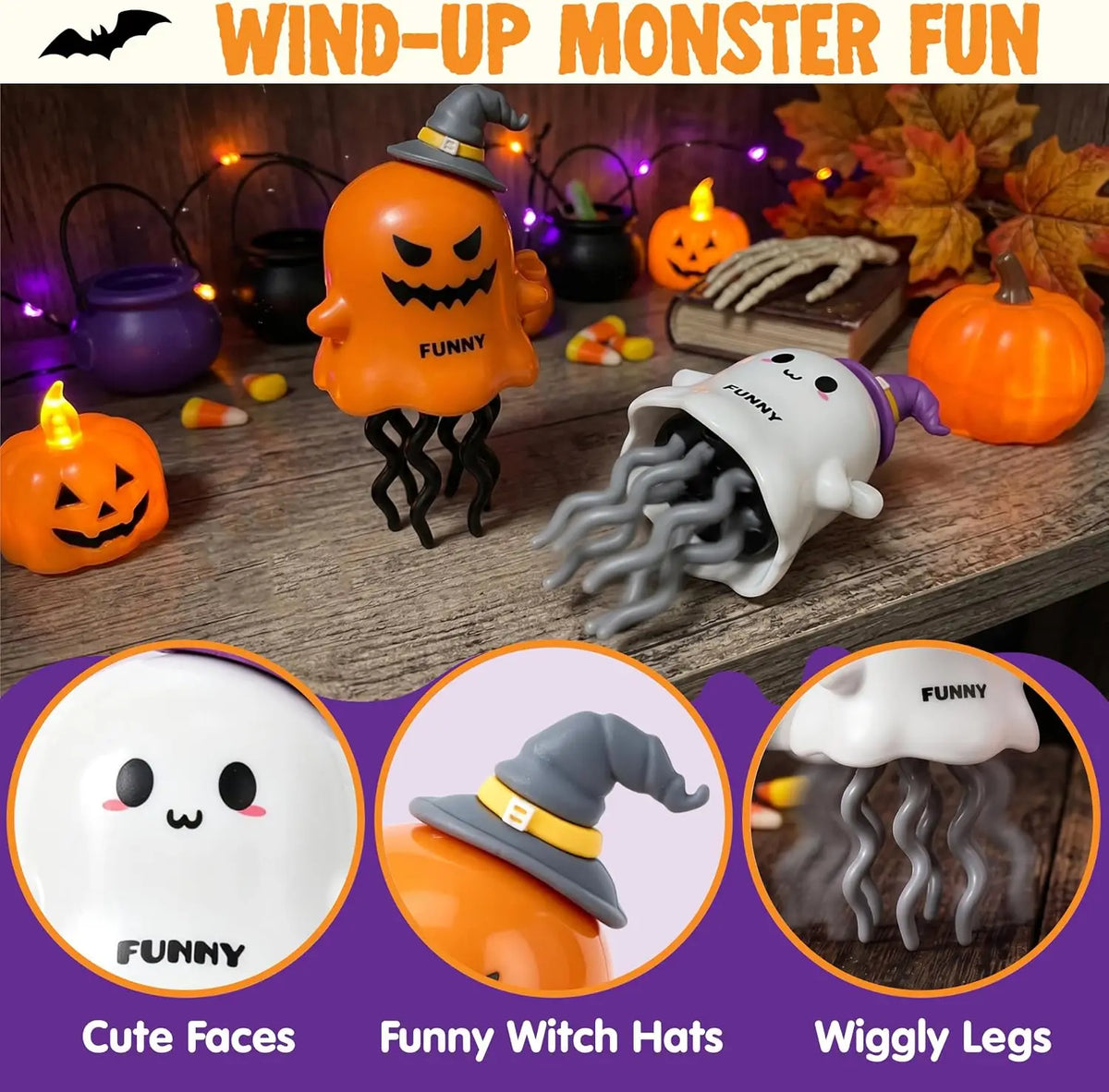 Halloween Wind-Up Pumpkin and Ghost Walking Toys, 2 Pack