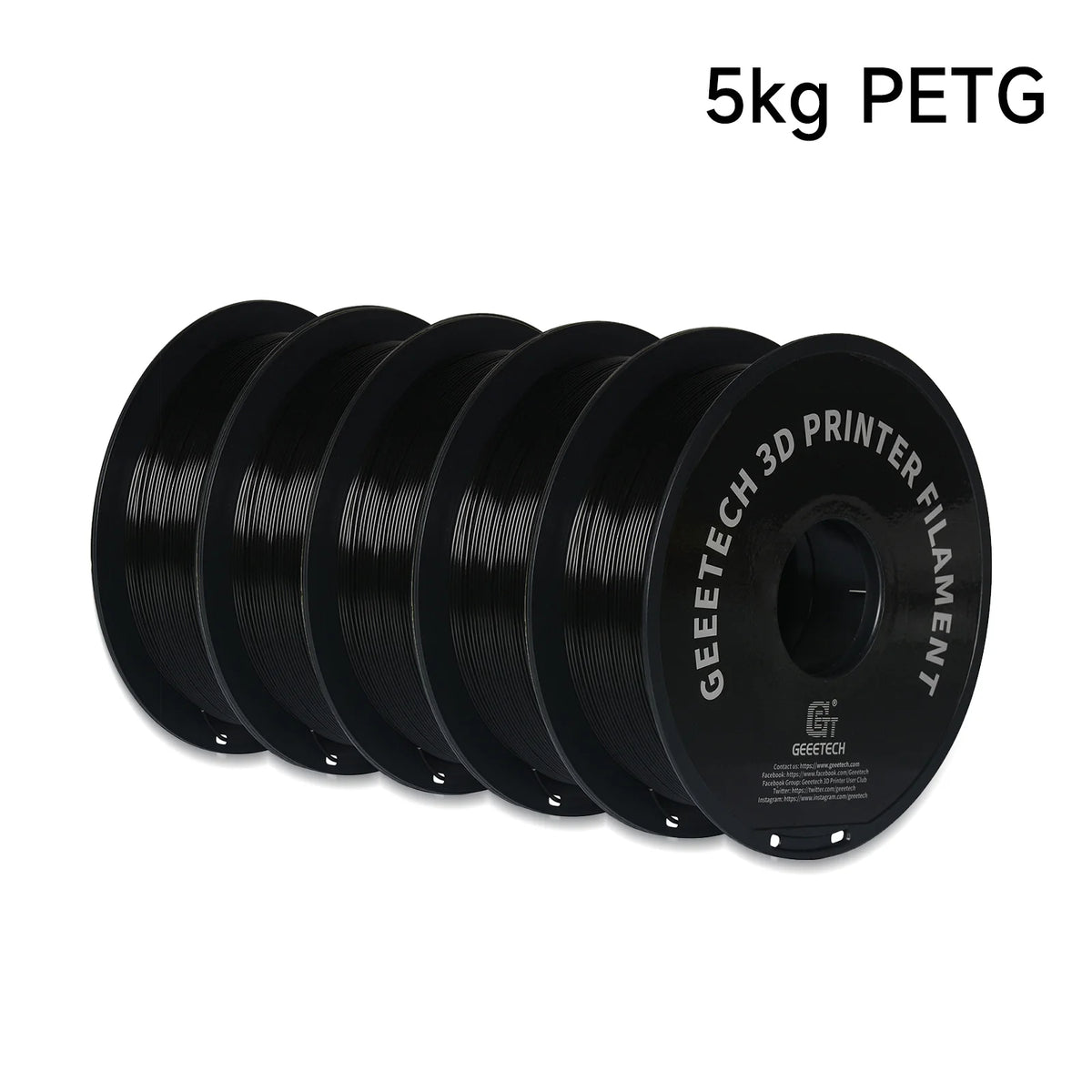 Geeetech PETG 3D Printer Filament 1.75mm 5kg, Durable Multi-Color Pack for FDM Printers