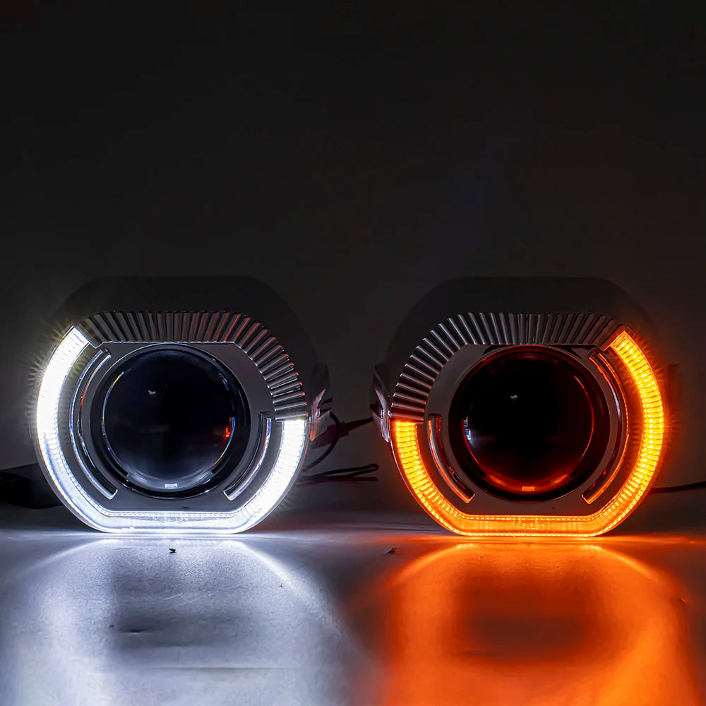 2.5 Inch 8.0 Bi Xenon Projector Lens With DRL LED Angel Eyes Shrouds Car Assembly Kit For Car Headlight H1 H4 H7 Model