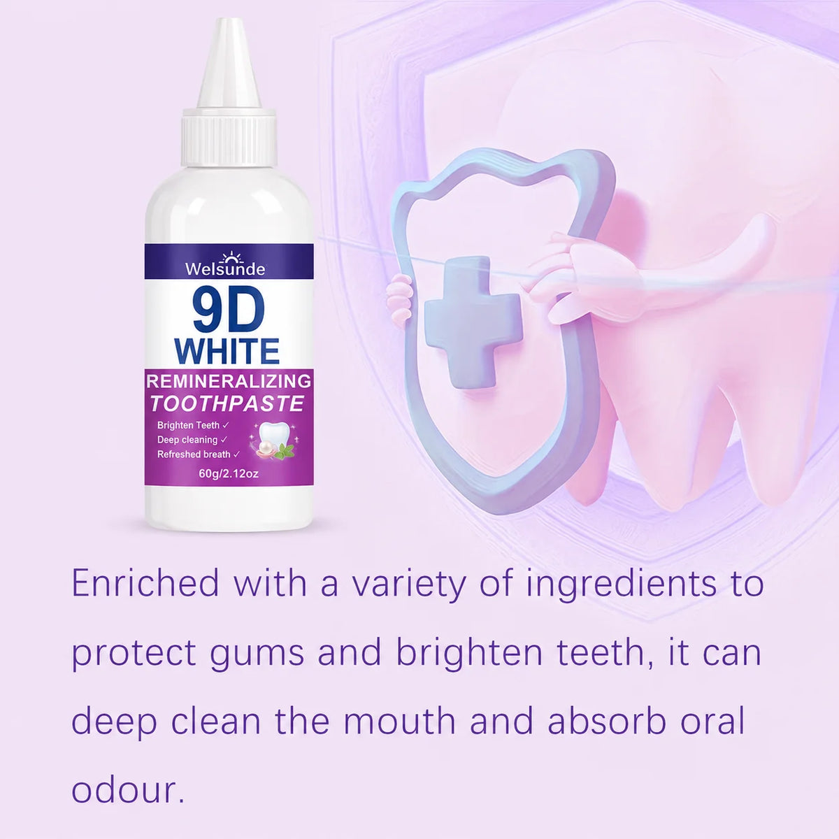 2 Packs Whitening Teeth Toothpaste, Gently Reduce Smoke & Coffee Stains, Toothpaste for Deep Cleaning & Brighter Smile, Purple Remineralizing Hydroxyapatite Toothpaste, with Minty Fresh Breath, Gentle on Gums, Ideal Oral Hygi