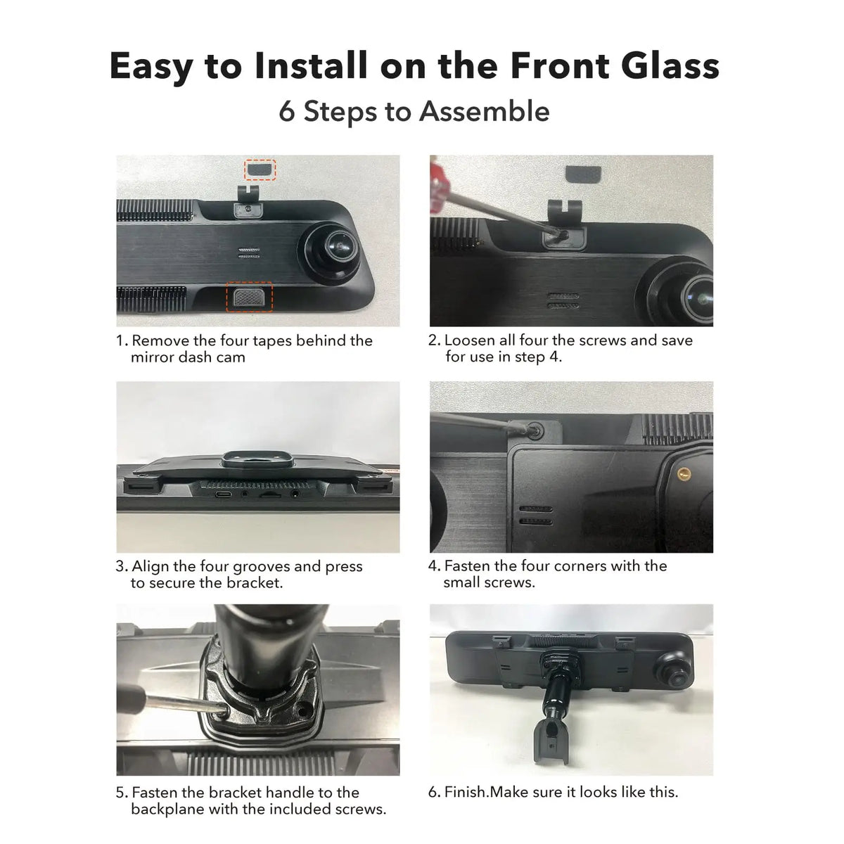 WOLFBOX OEM Bracket for Mirror Dash Cam 12 Inch  Mirror Dash Cam Mount Bracket Arm for Car DVR Instead of Strap