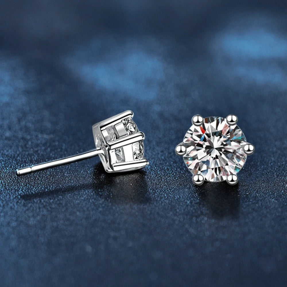 925 Sterling Silver Moissanite Stud Earrings