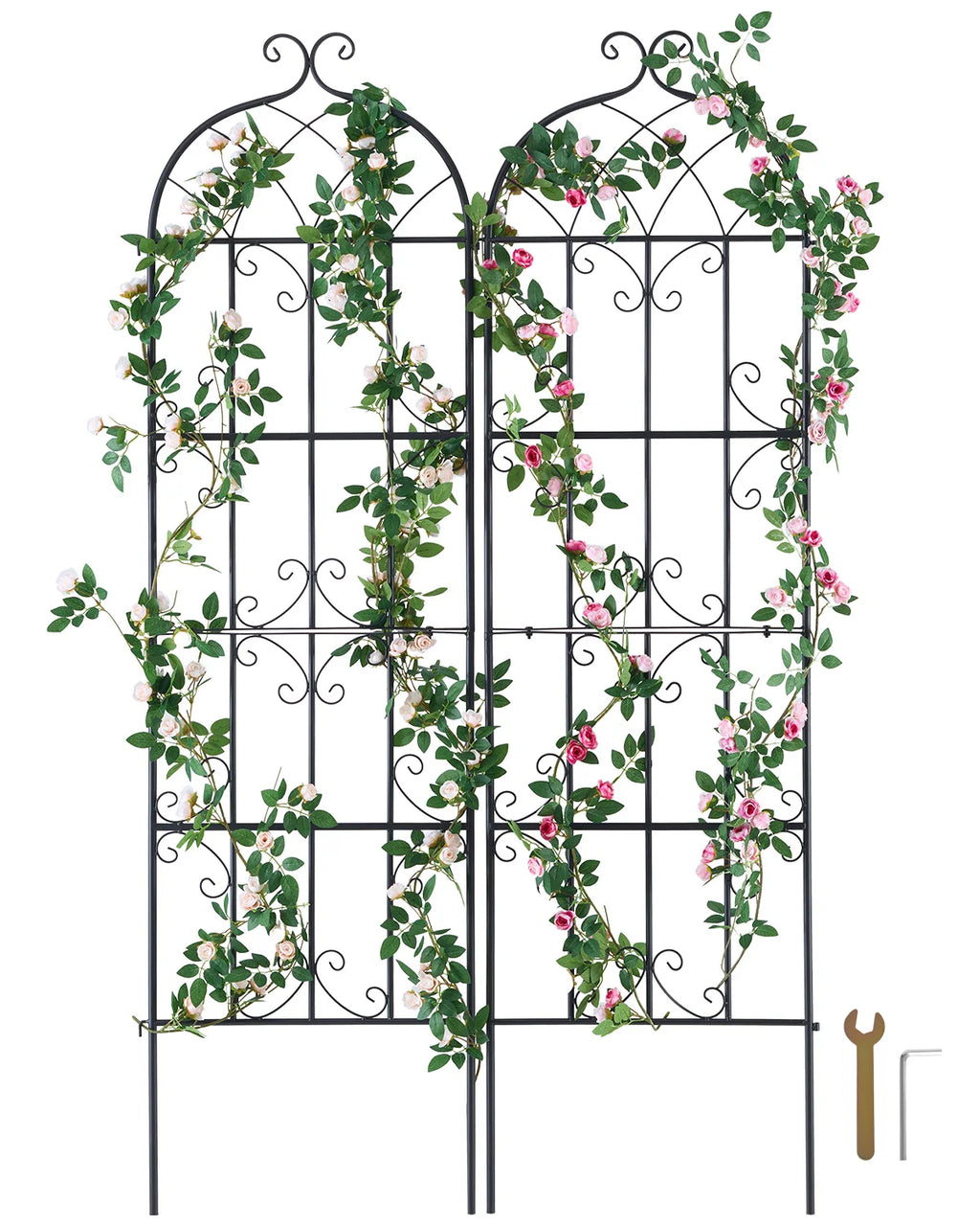 SucceBuy Garden Trellis for Climbing Plants 71x20in Rustproof Metal Flower Trellis Decorative Clematis Trellis for Courtyard