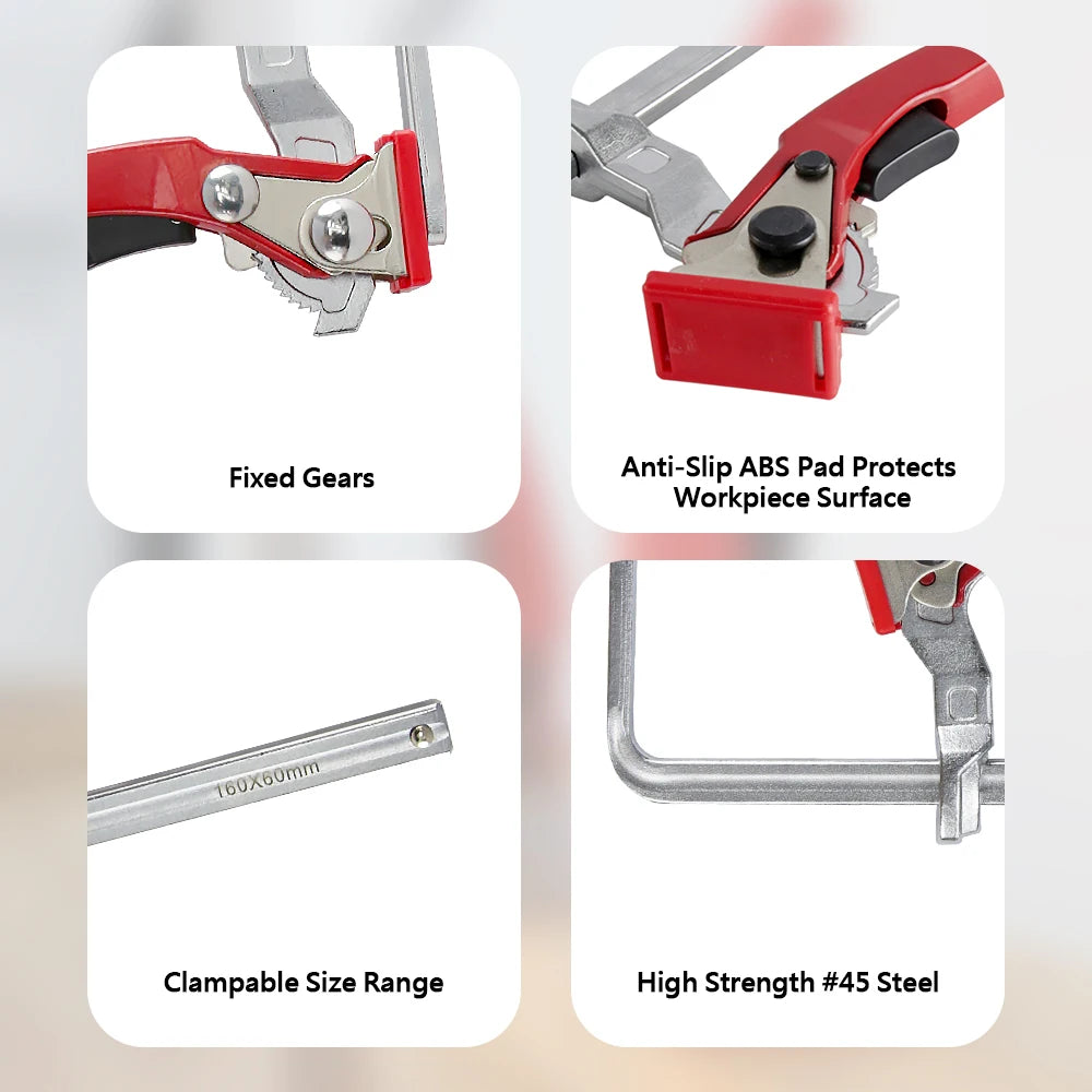 2pcs Ratcheting Table Clamps, Quick Release Track Saw Clamps, Guide Rail Clamp for MFT Table and Guide Rail System