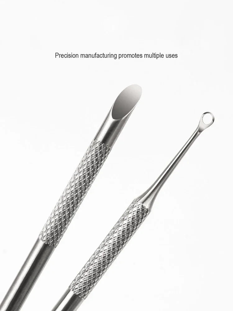 Nail Circle Beveled Head Stainless Steel Cuticle Pusher Nail Art Sanding Tablet Manicure Sticks Tool for Salon Nails 2030
