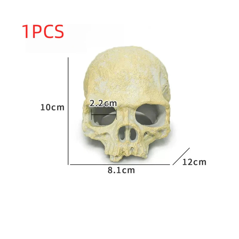 Realistic Artificial Skull Decor for Reptile Terrariums Ideal for Bearded Dragons Snakes Durable Enhances Habitat Aesthetics