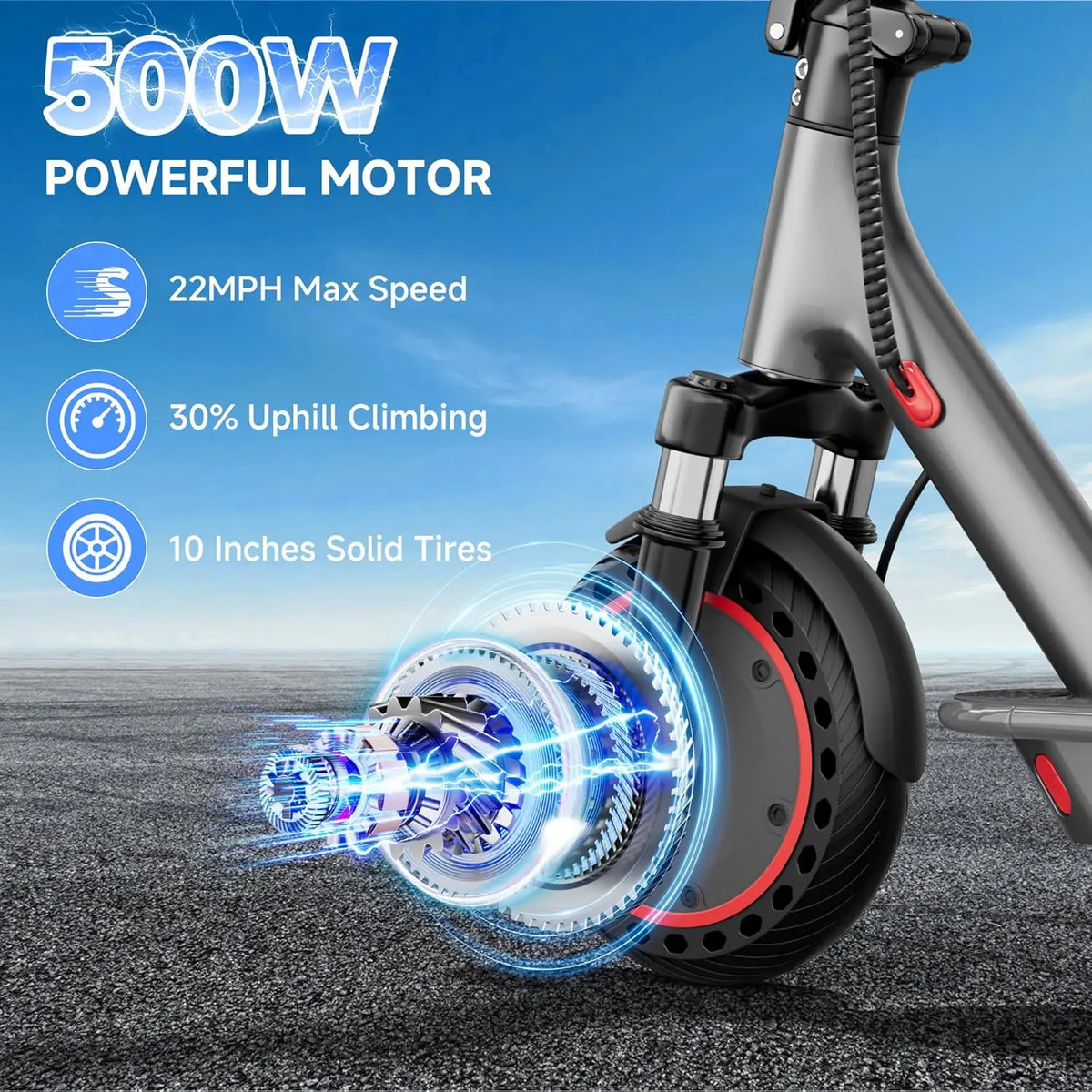 10" Electric Scooter for Adults, 500W