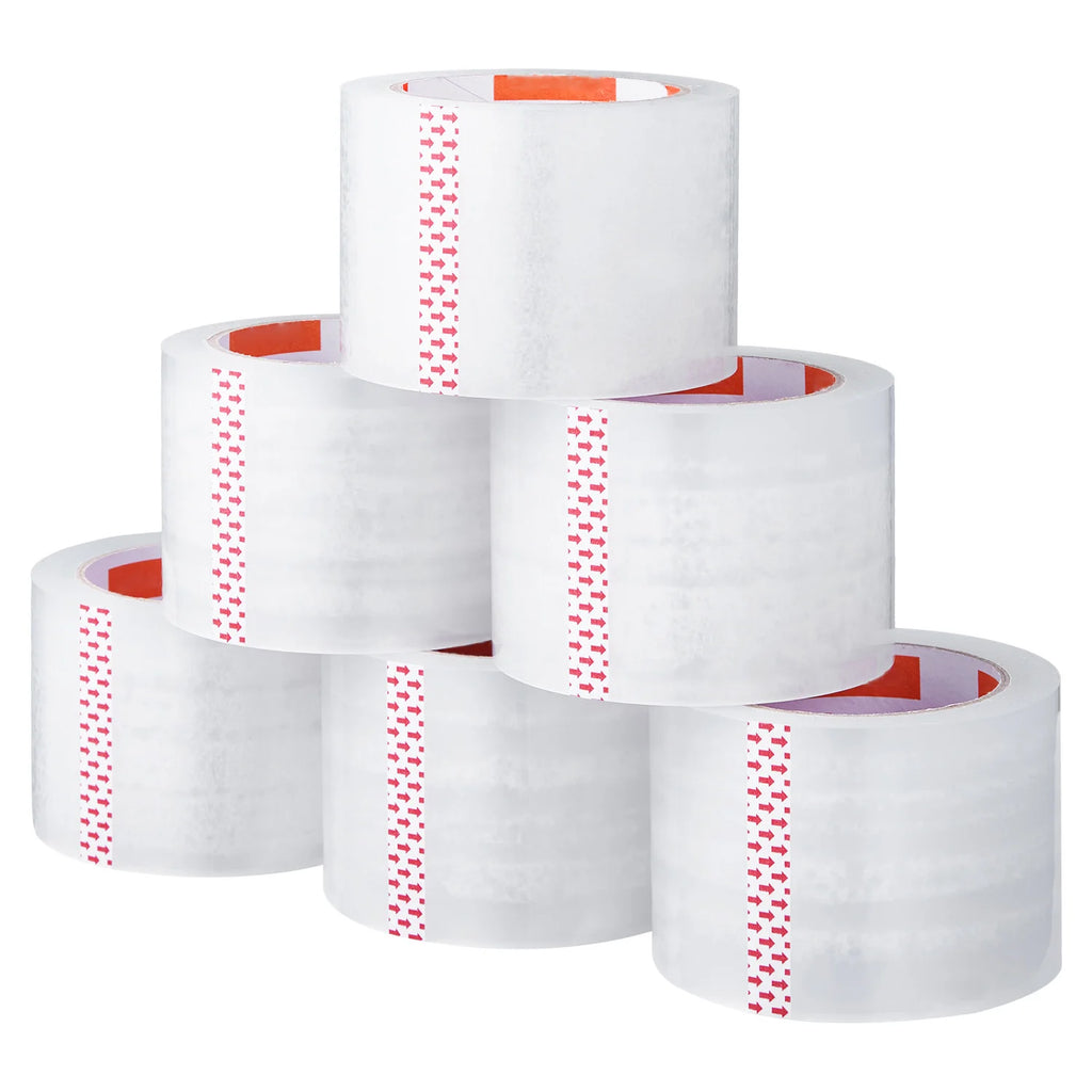 SucceBuy 6/24 Rolls 7.6CM 70M High Viscosity Clear Adhesive Tape Transparent Packaging Tape for Office Wrapping Express Packing