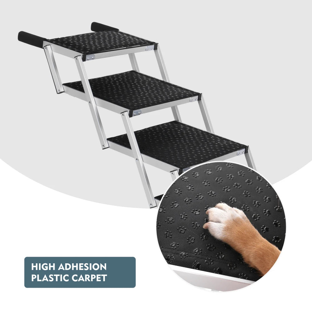 Lightweight Sturdy Foldable Dog Ramp Reinforced Non-Slip Pet Dog Stairs 250lbs Heavy Duty Load Capacity Portable Pet Access Ladder for Cars SUVs